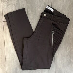 ZARA Z1975 Charcoal Grey Skinny Denim Pin-tuck Zipper Detail, Size 10